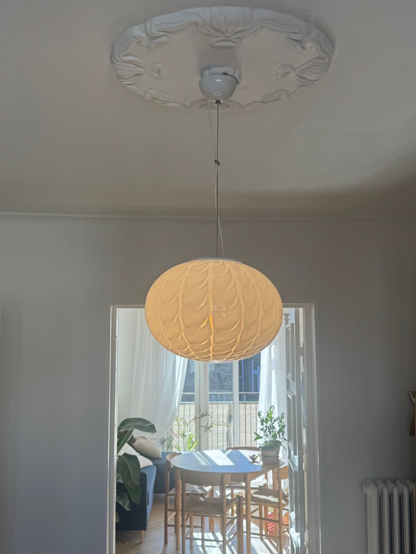 Hvid Murano peacock loftlampe, 35 cm