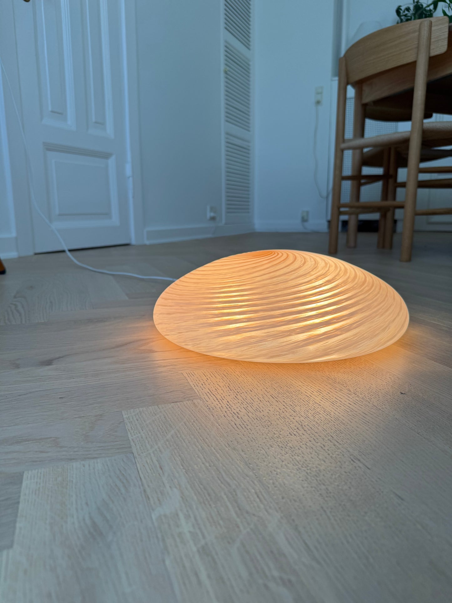 Murano plafond i lyserød klassisk swirl, 35 cm
