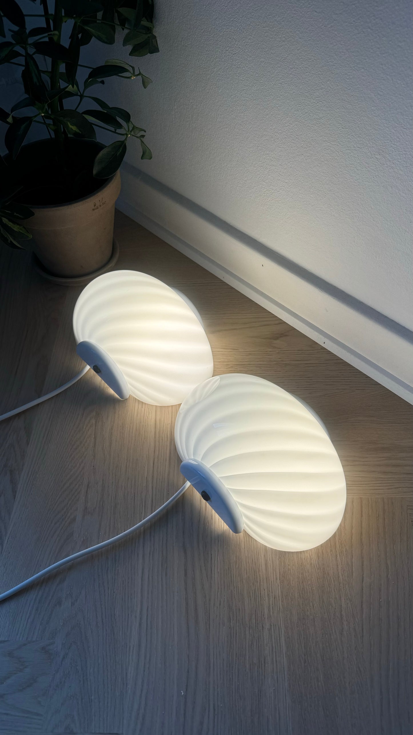 Hvid vintage Murano muslinge væglampe