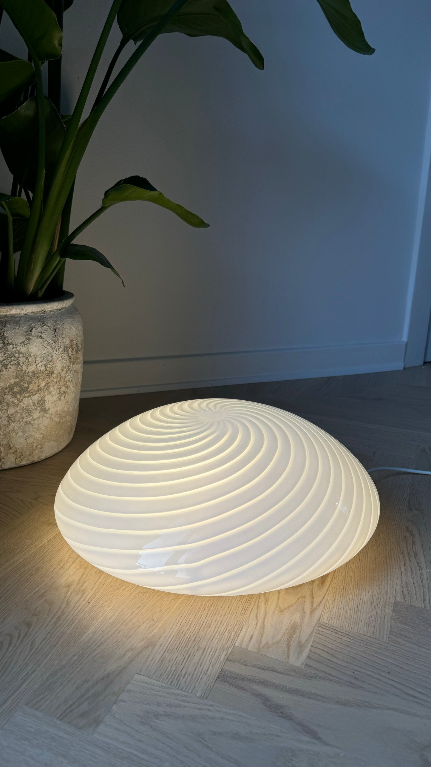 Murano plafond i hvid klassisk swirl, 37 cm