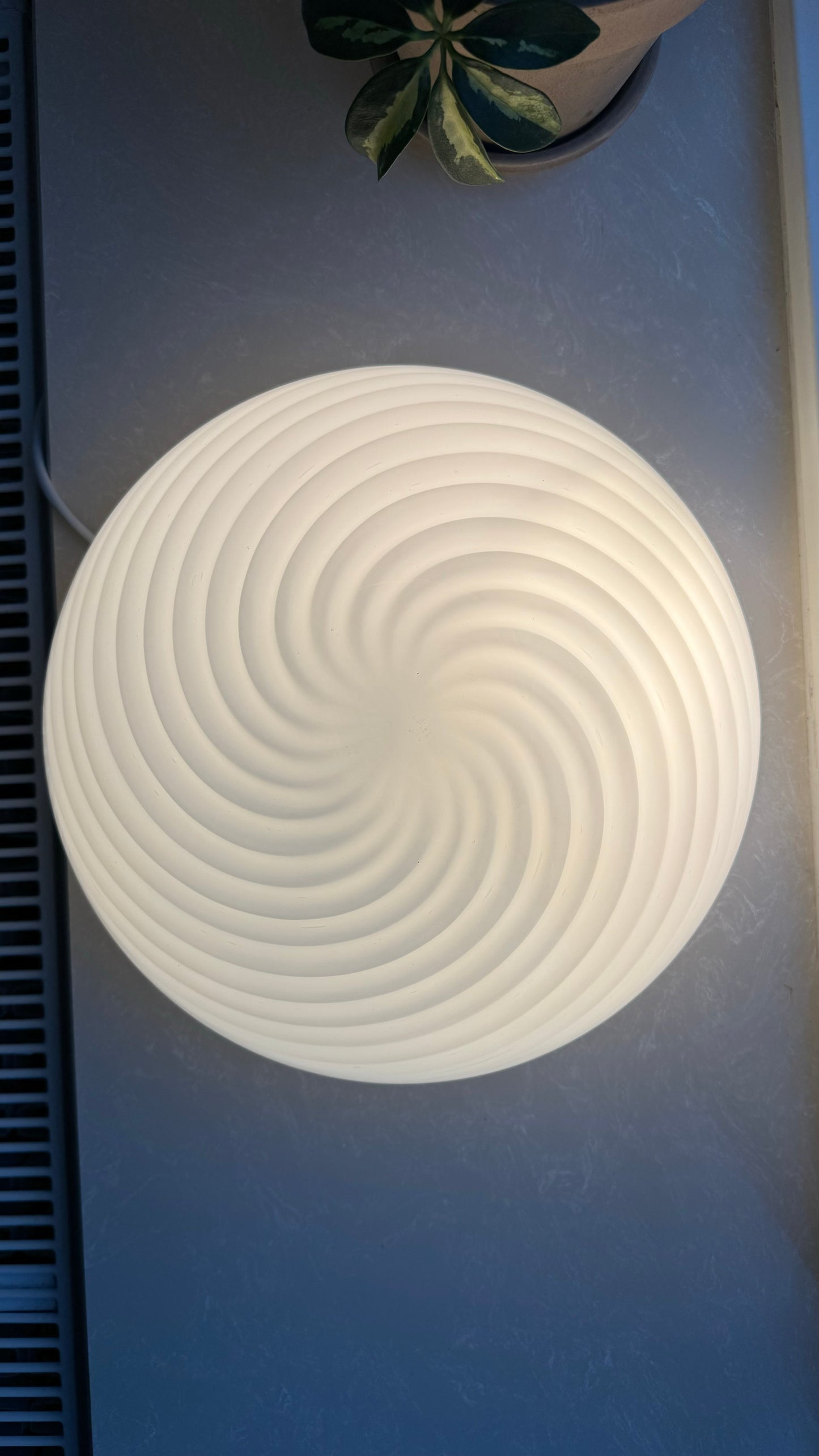 Murano plafond i klassisk hvid swirl, 30 cm