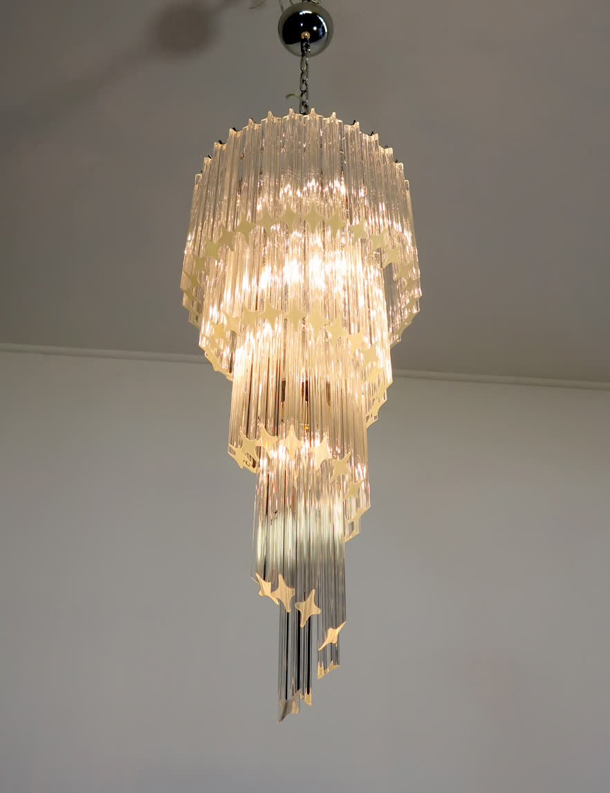 Murano Chandelier | Prisms | 86 Glasses | Clear Glass