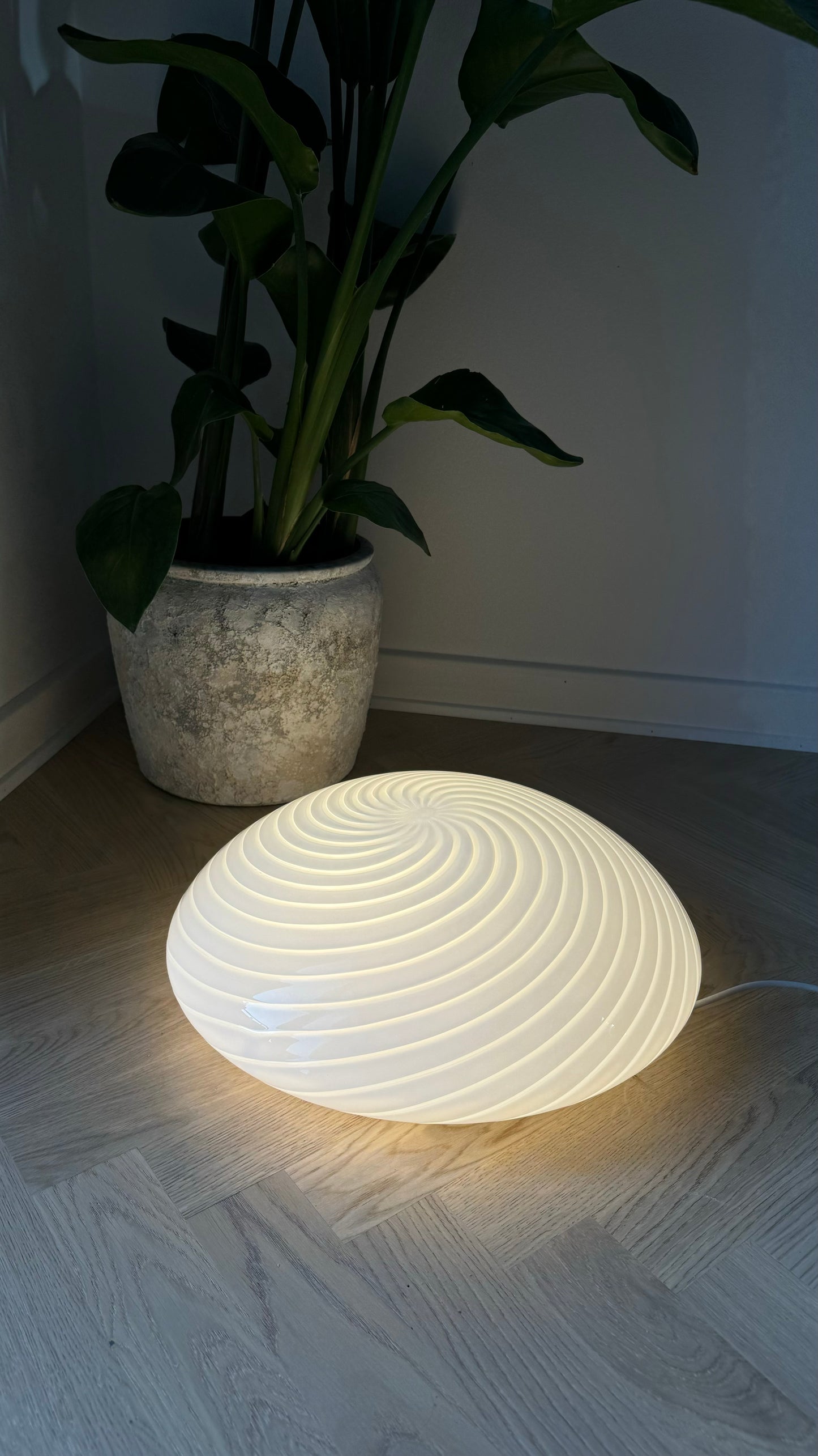 Murano plafond i hvid klassisk swirl, 37 cm
