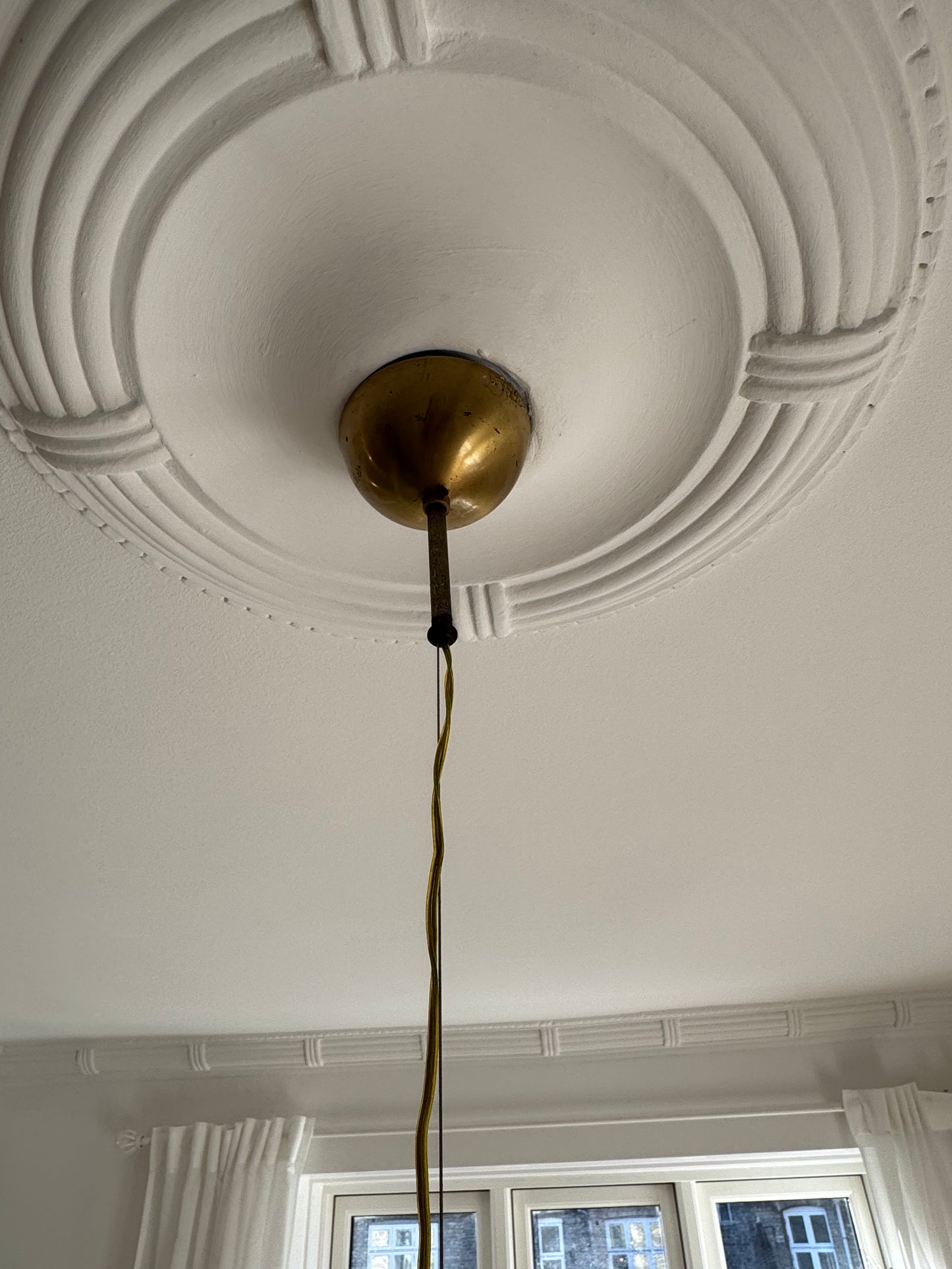 Murano pendel med hvid swirl, 35 cm
