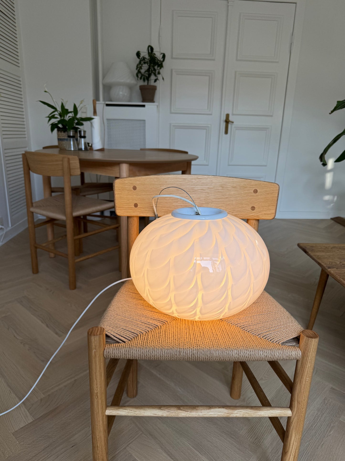 Hvid Murano peacock loftlampe, 35 cm