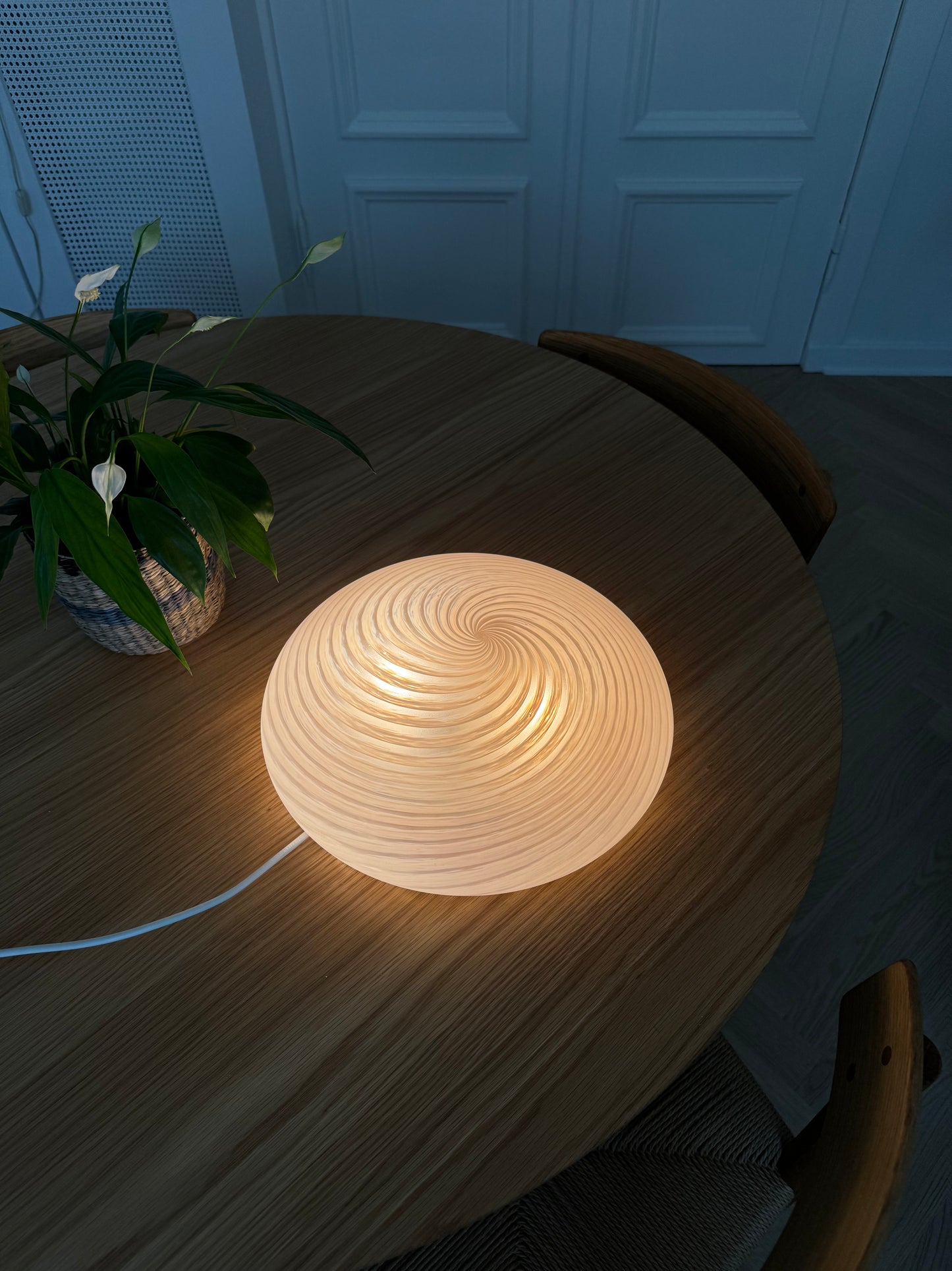 Murano plafond i lyserød klassisk swirl, 35 cm