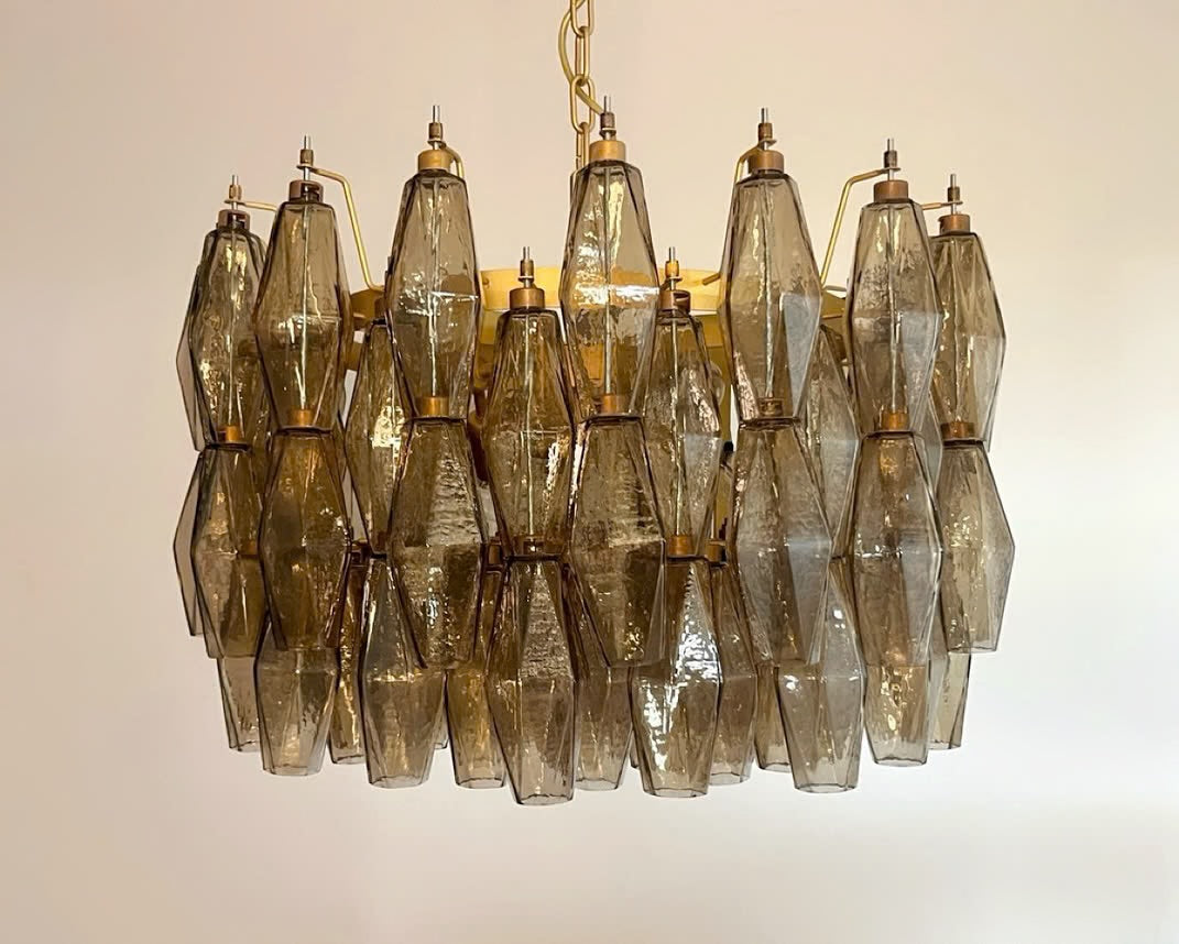 Murano lysekrone | Poliedri | 107 glas | Smoked