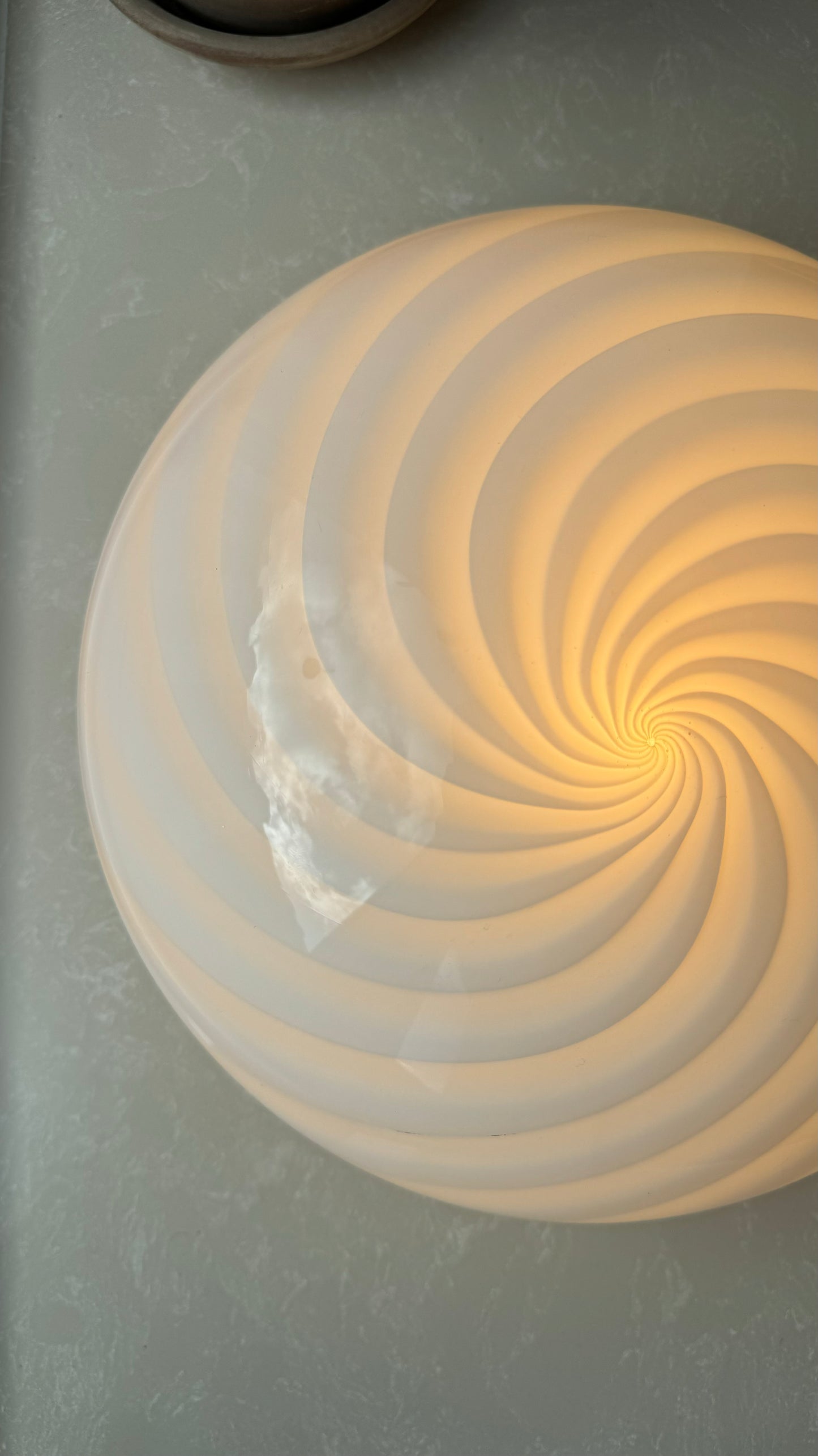 Murano plafond i klassisk hvid swirl, 25 cm