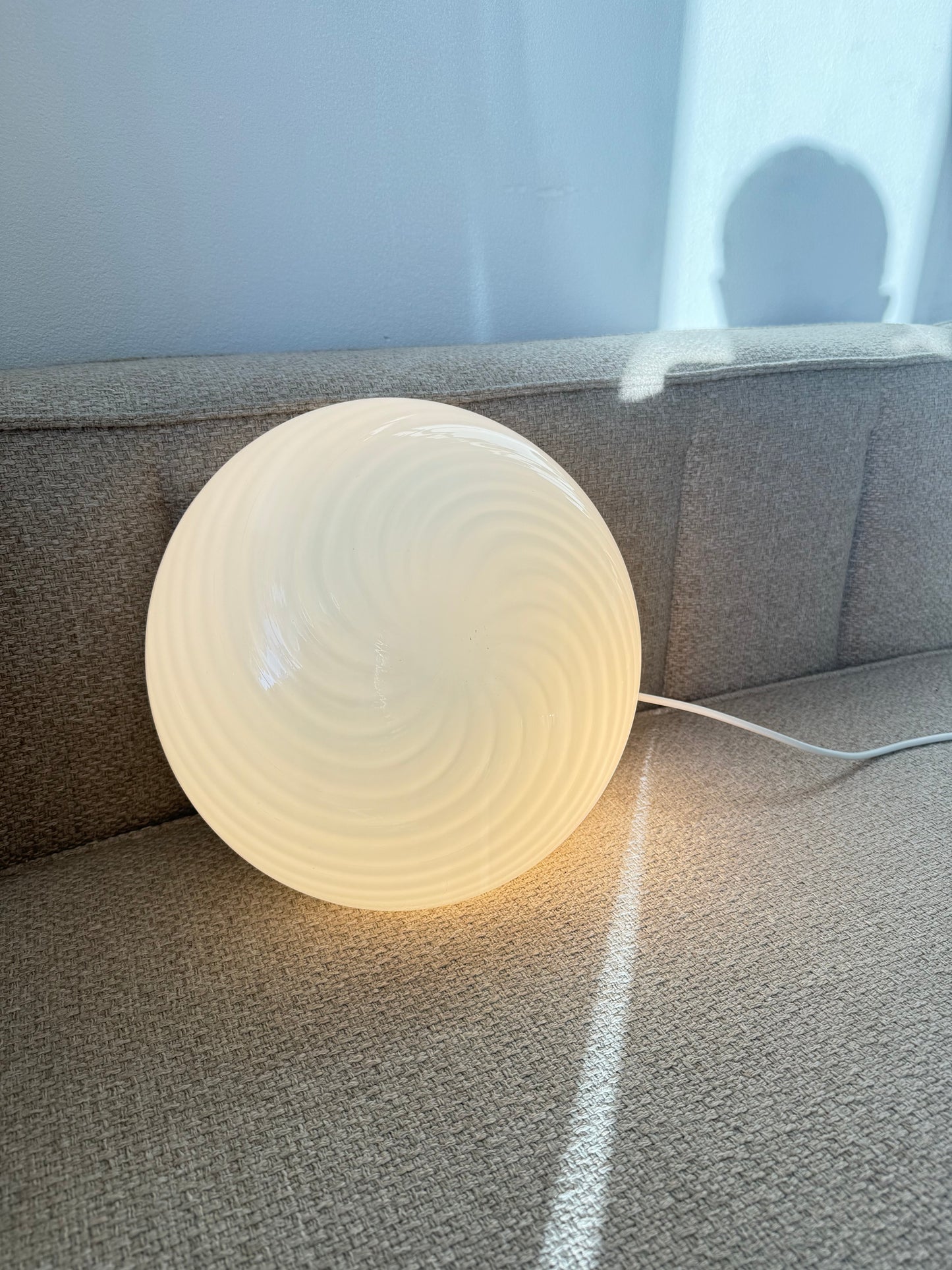 Murano plafond i klassisk hvid swirl, 30 cm