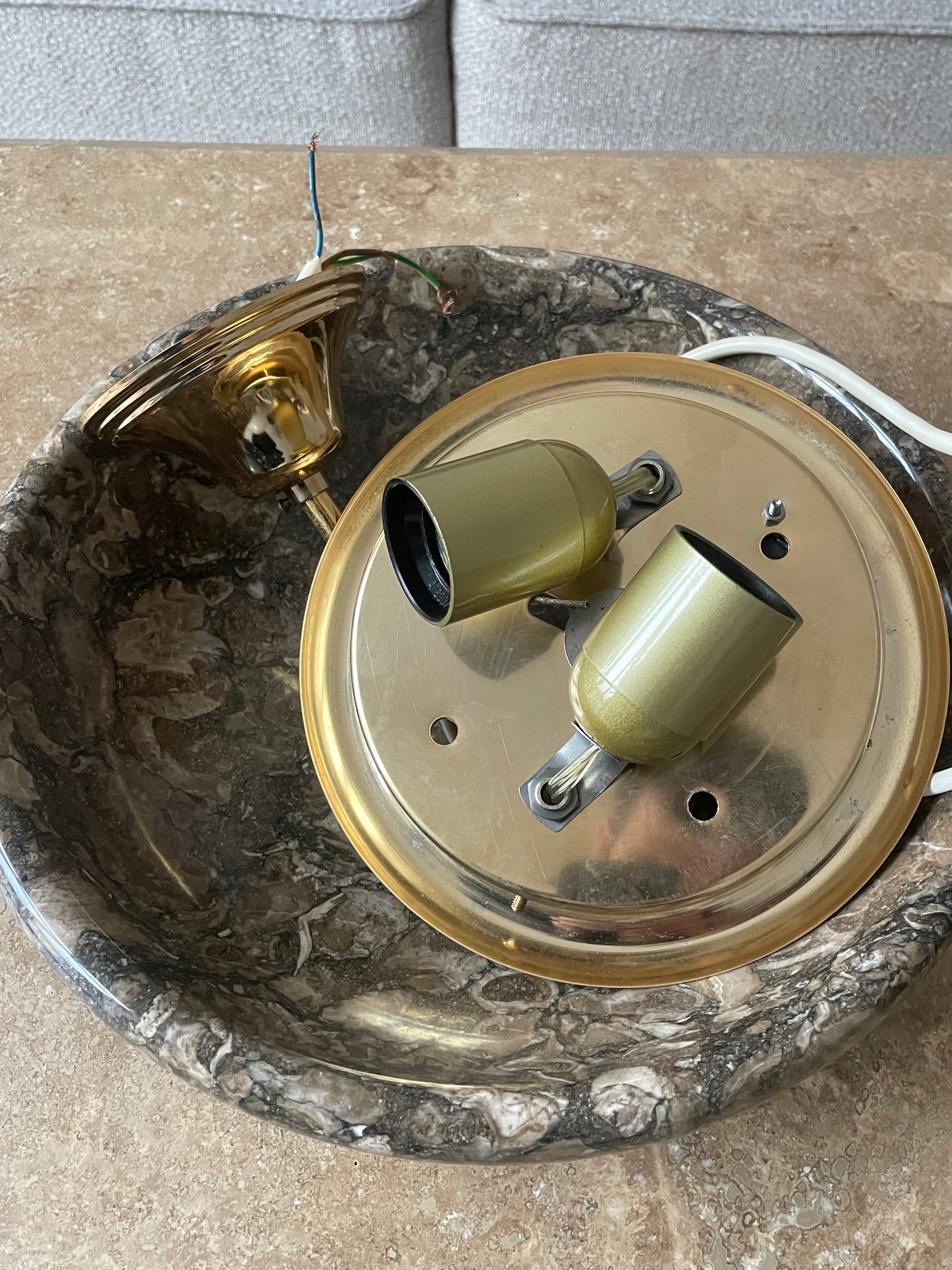 Vintage Murano pendant white swirl, 37 cm