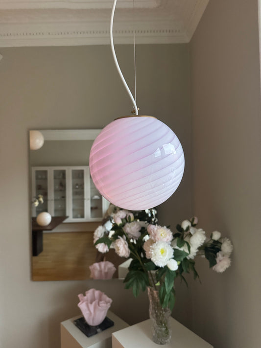 Lyserød Murano pendel med klassisk swirl, 20 cm (Én tilbage)