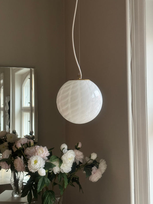 Hvid peacock Murano pendel, 20 cm