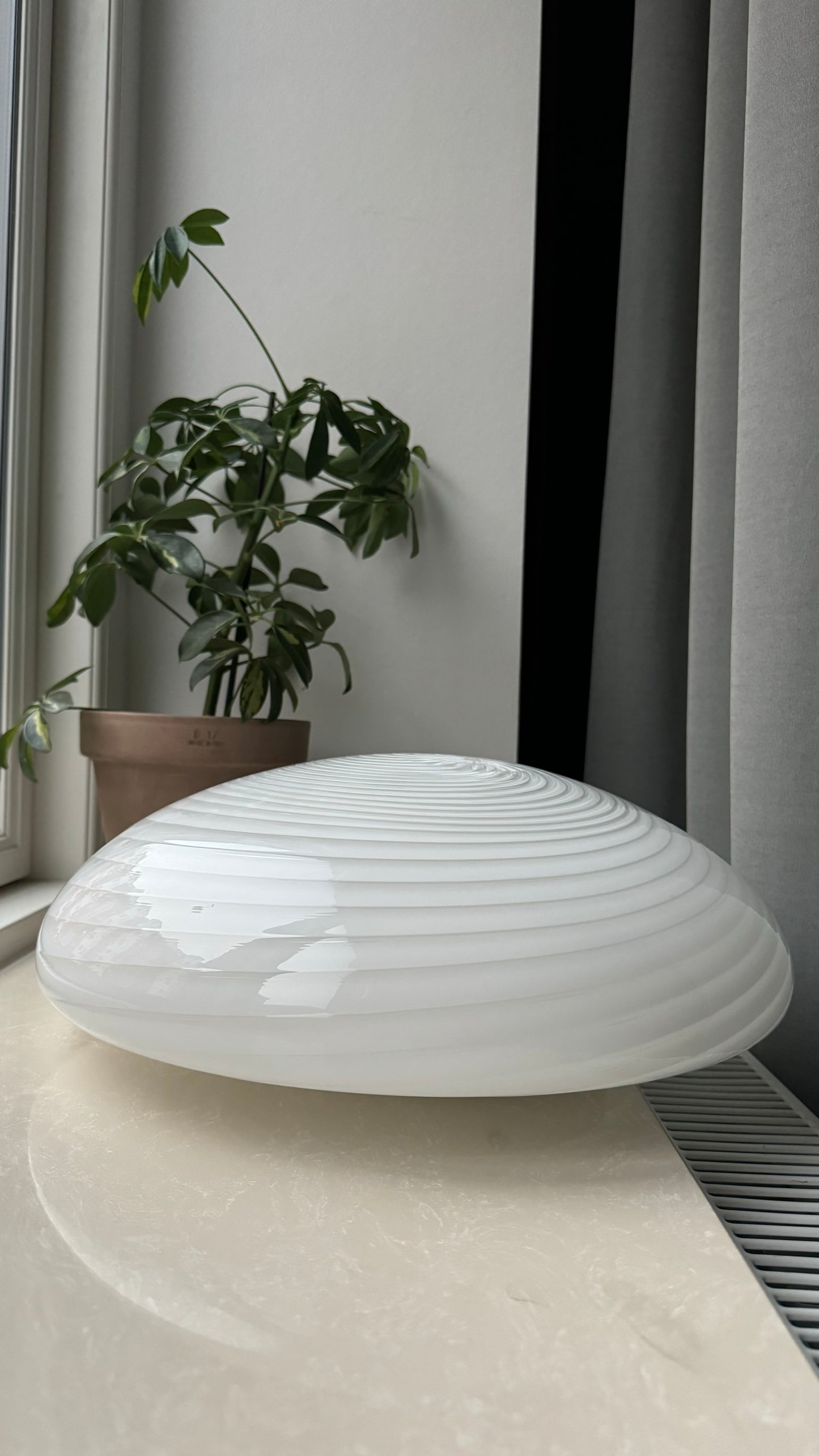 Murano plafond i klassisk hvid swirl, 38cm