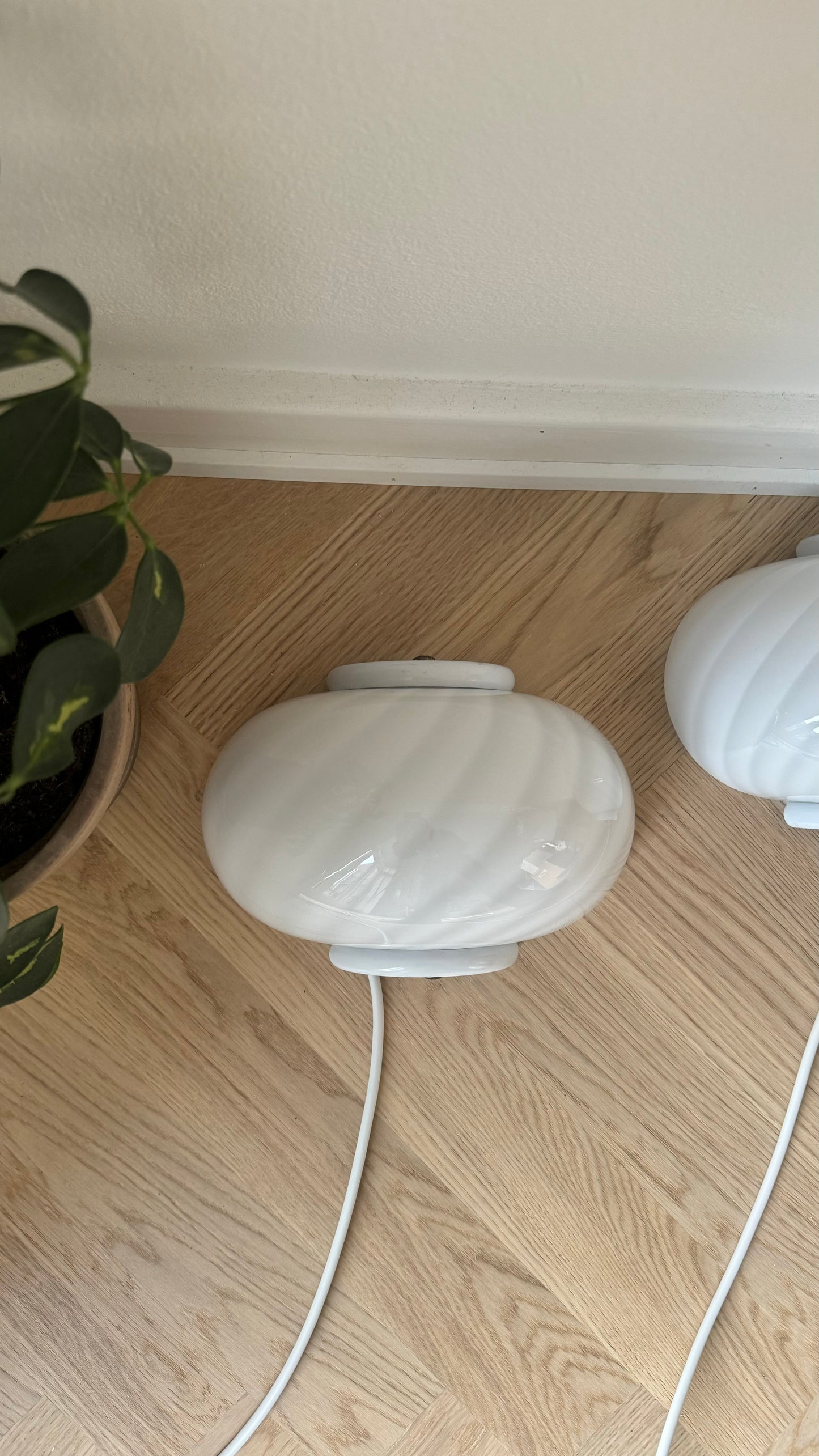 Hvid vintage Murano muslinge væglampe