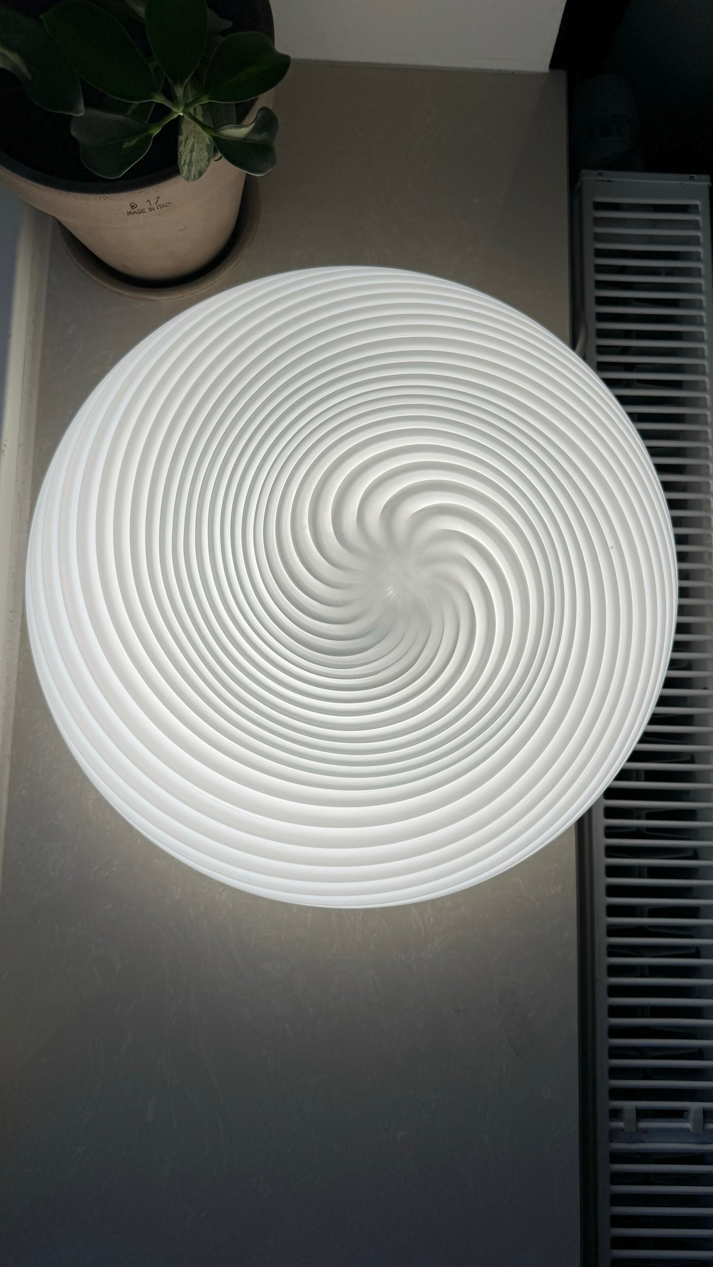 Murano plafond i klassisk hvid swirl, 38cm