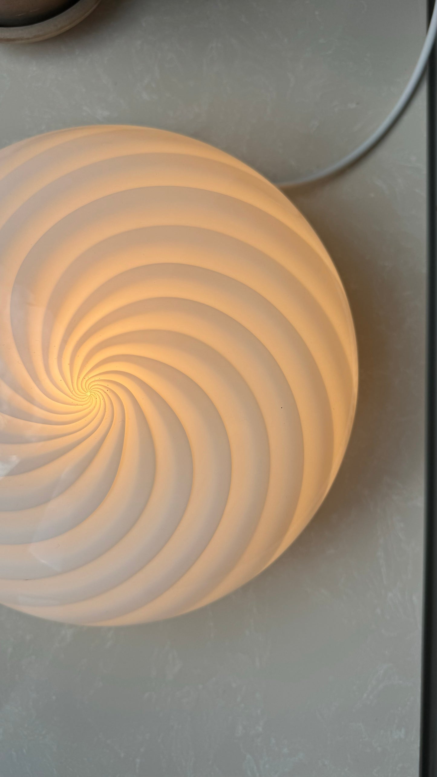 Murano plafond i klassisk hvid swirl, 25 cm