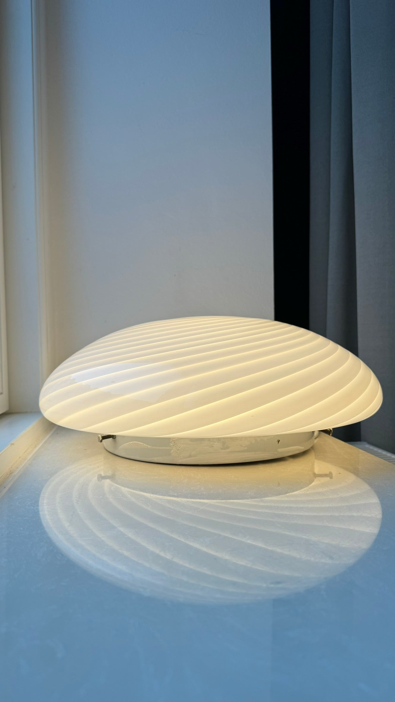 Murano ceiling lamp in white swirl, 38cm, 2 pieces available