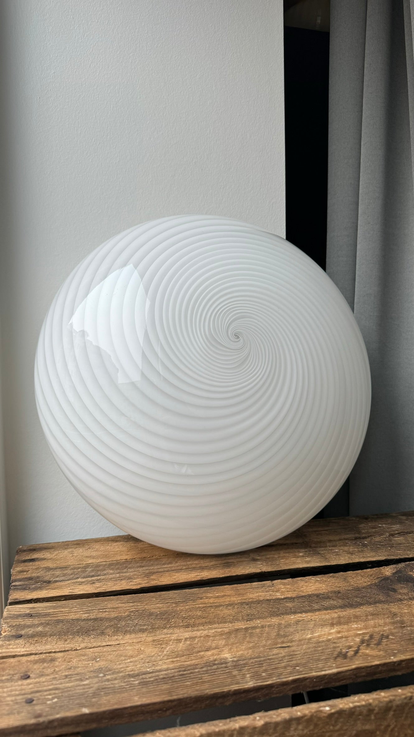 Murano ceiling lamp in white swirl, 38cm, 2 pieces available