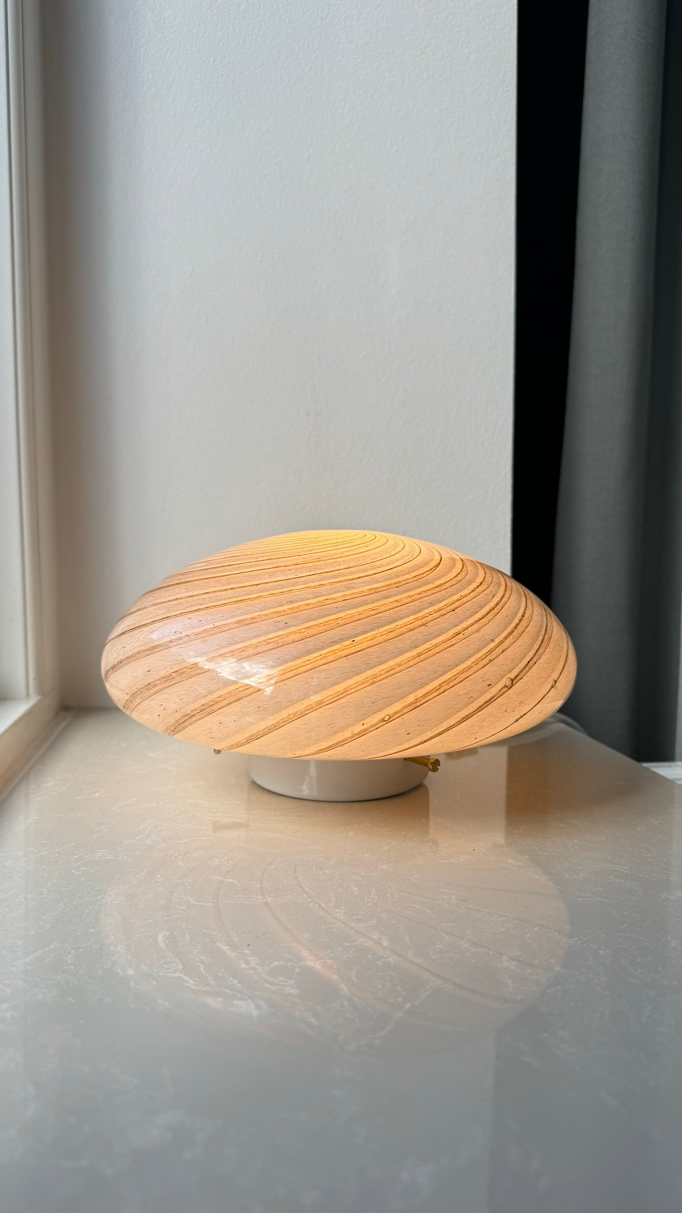 Murano plafond transparent og brun swirl, 25 cm