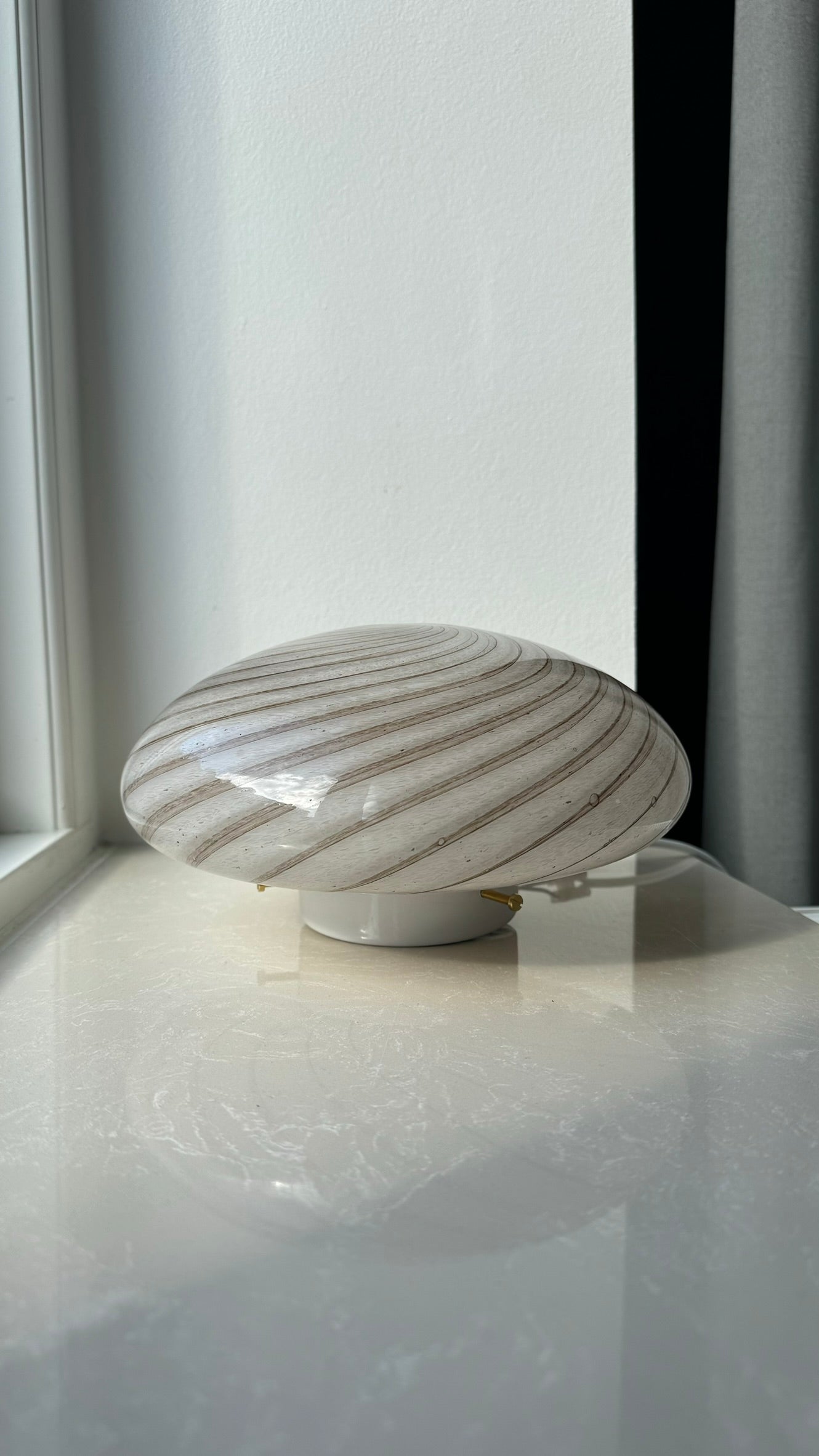 Murano plafond transparent og brun swirl, 25 cm