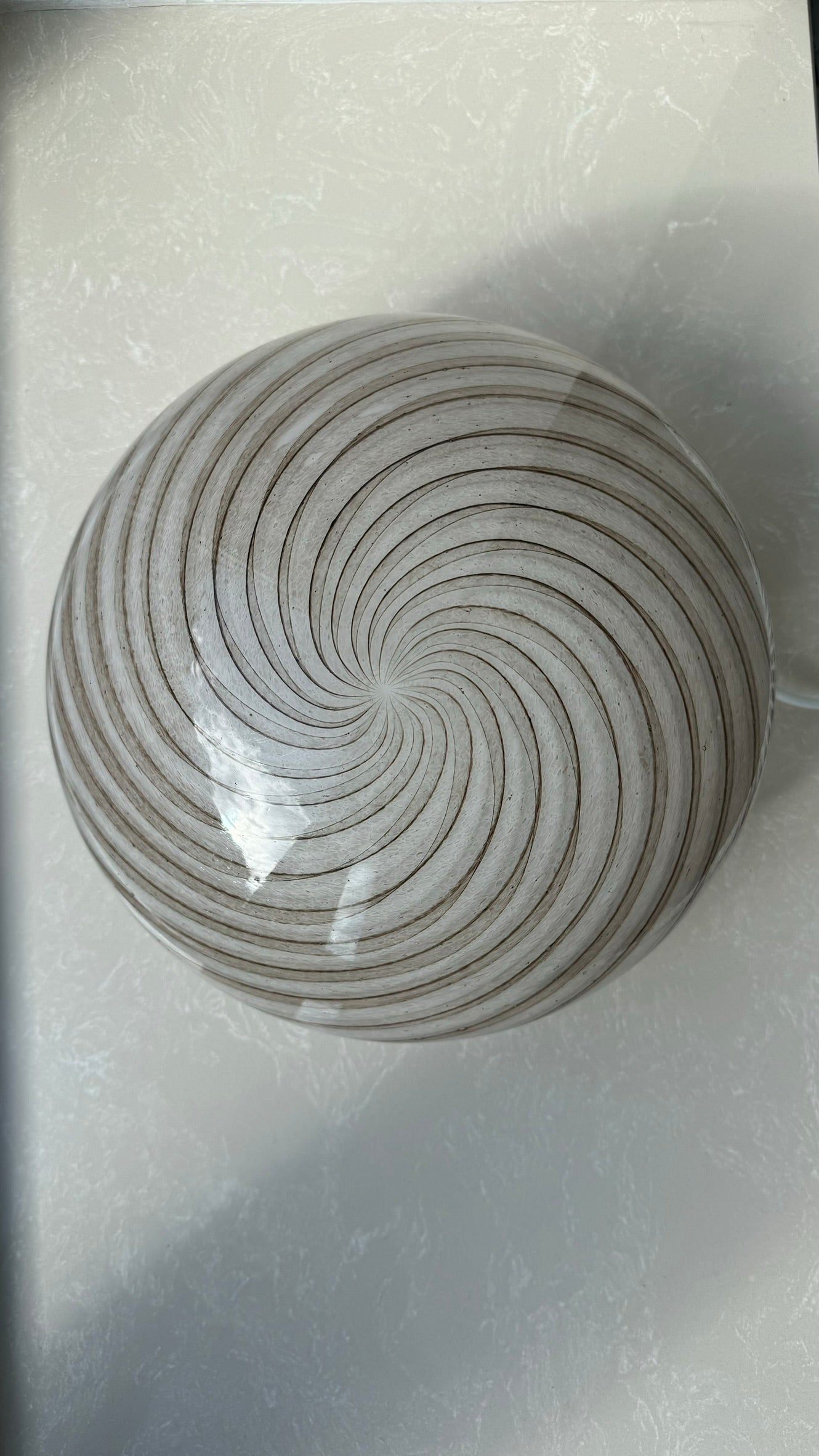 Murano plafond transparent og brun swirl, 25 cm