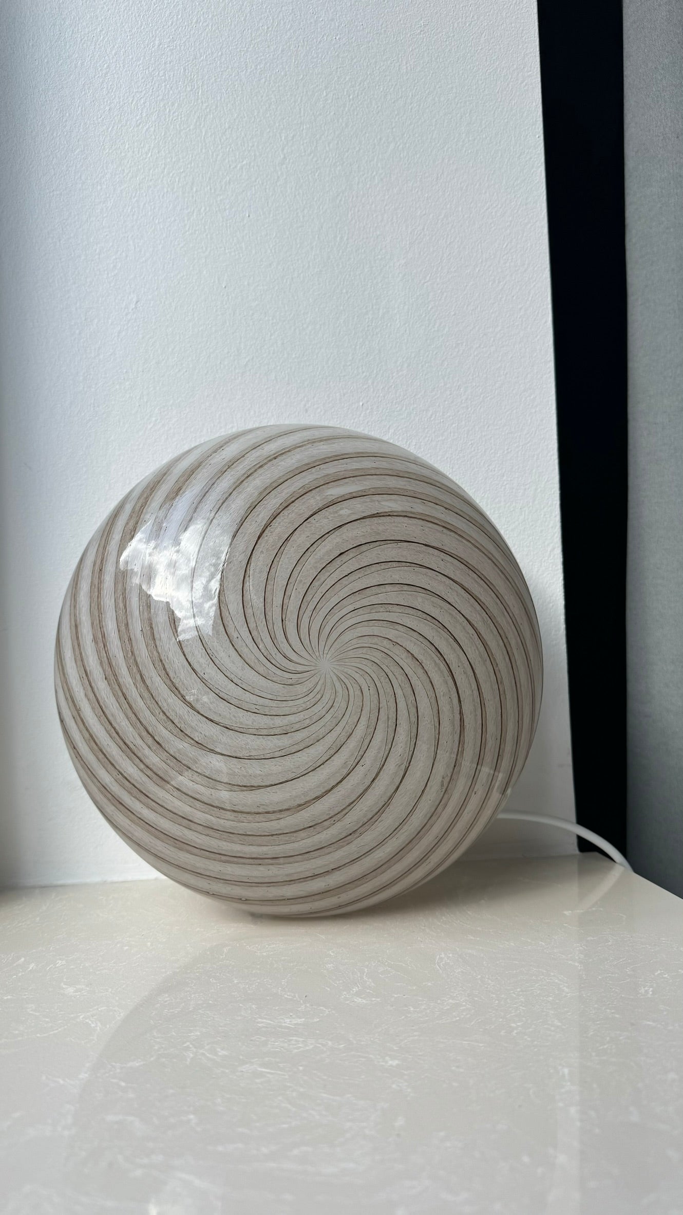 Murano plafond transparent og brun swirl, 25 cm