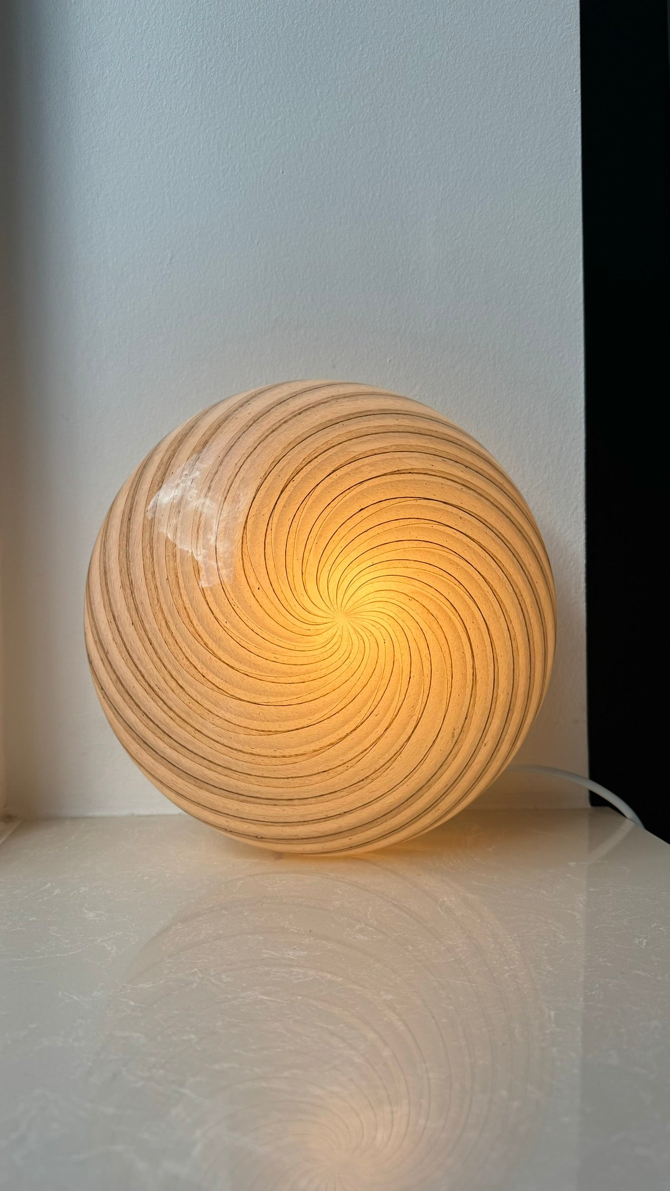 Murano plafond transparent og brun swirl, 25 cm