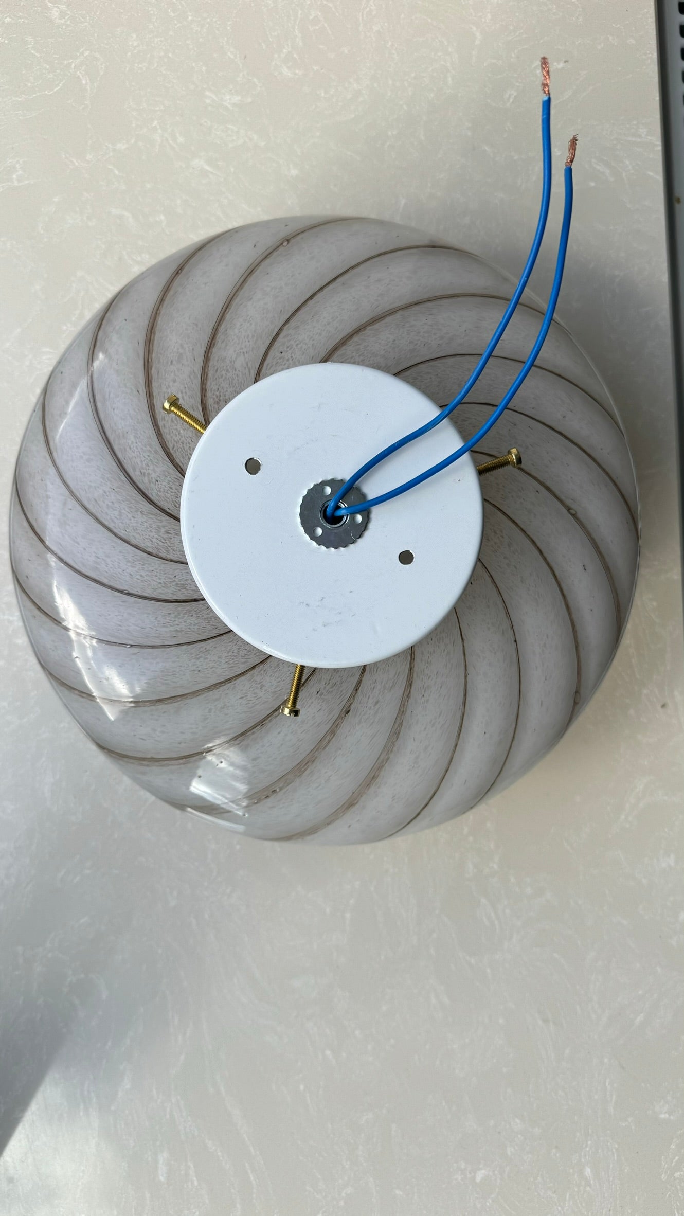 Murano plafond transparent og brun swirl, 25 cm