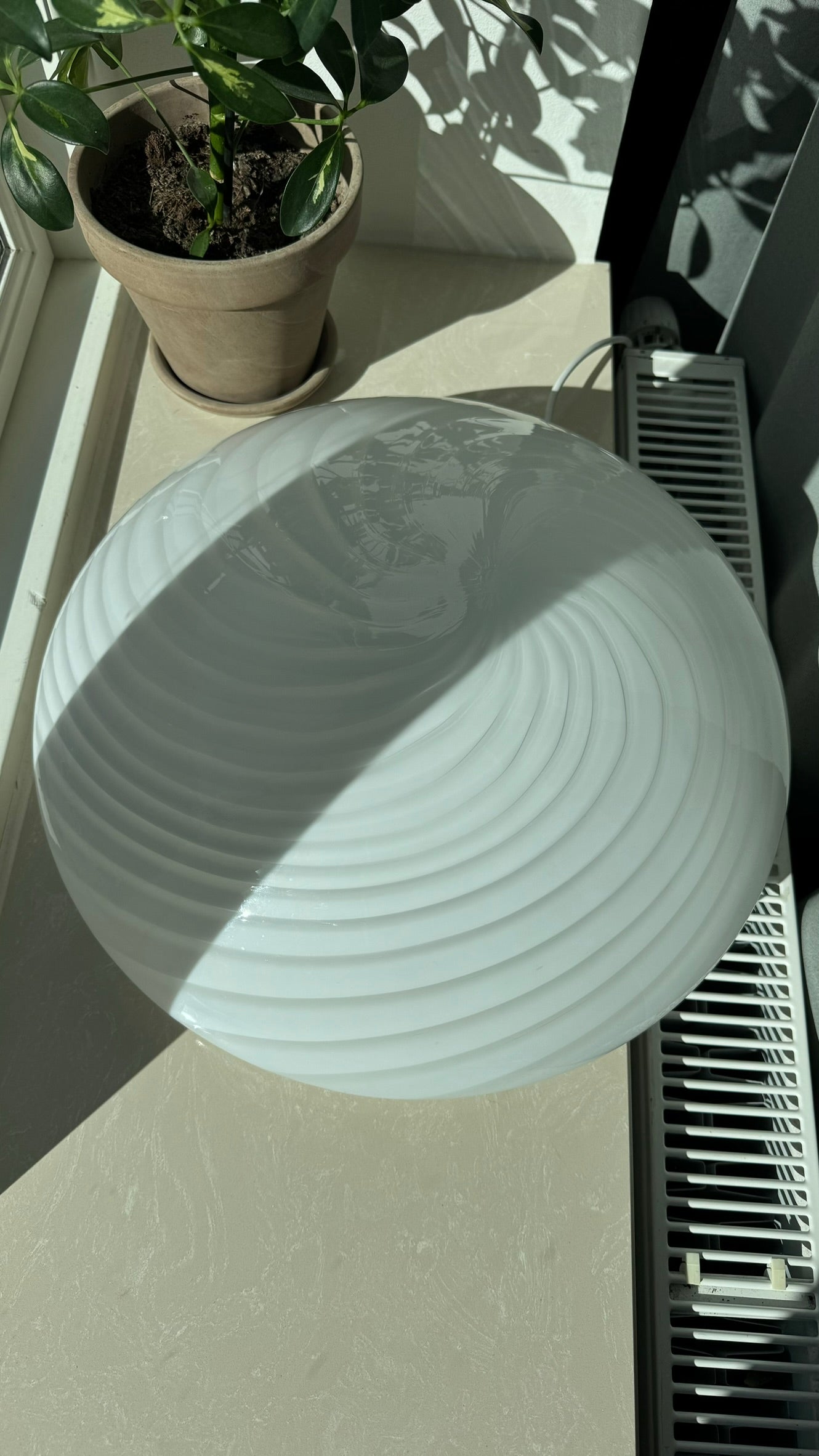 Murano plafond i klassisk hvid swirl, 43 cm