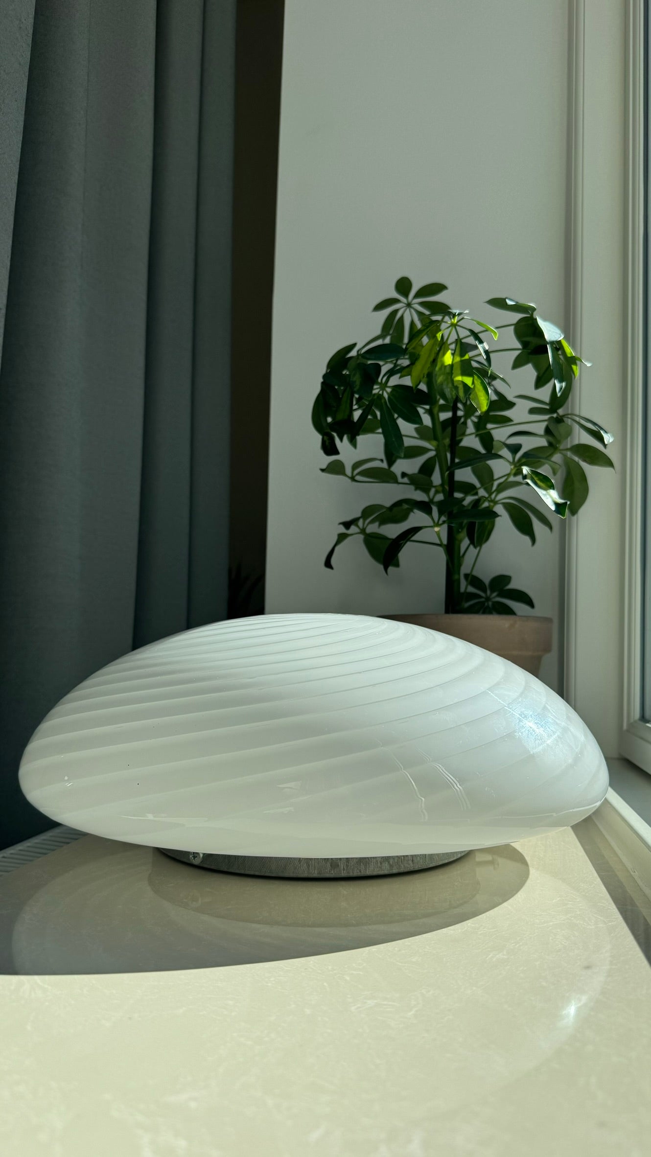 Murano plafond i klassisk hvid swirl, 40 cm