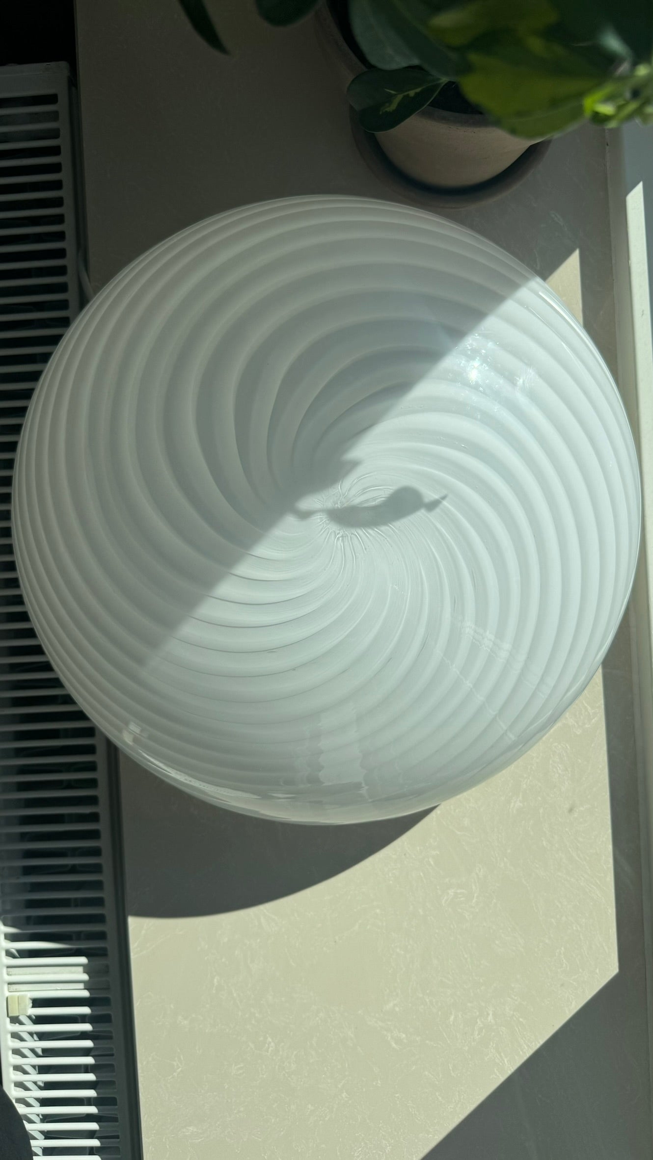 Murano plafond i klassisk hvid swirl, 40 cm