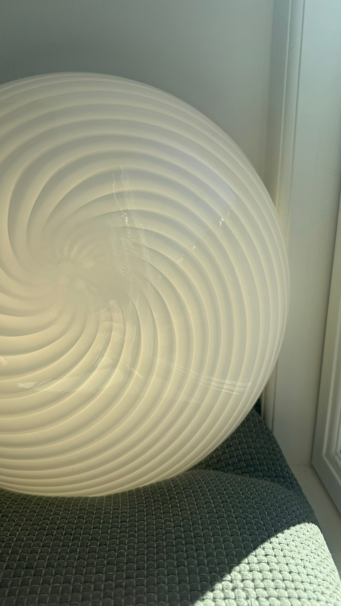 Murano plafond i klassisk hvid swirl, 40 cm
