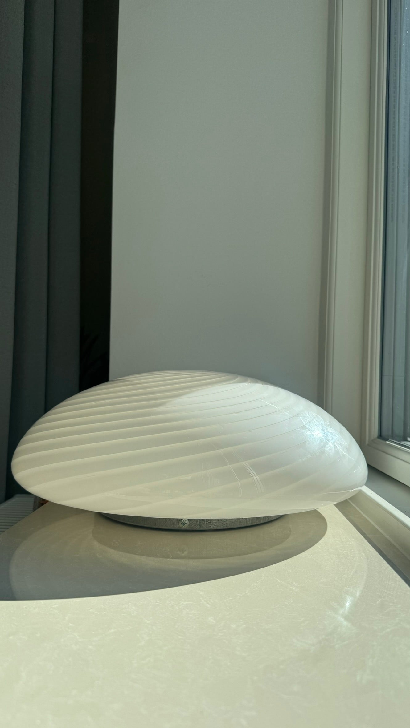 Murano plafond i klassisk hvid swirl, 40 cm