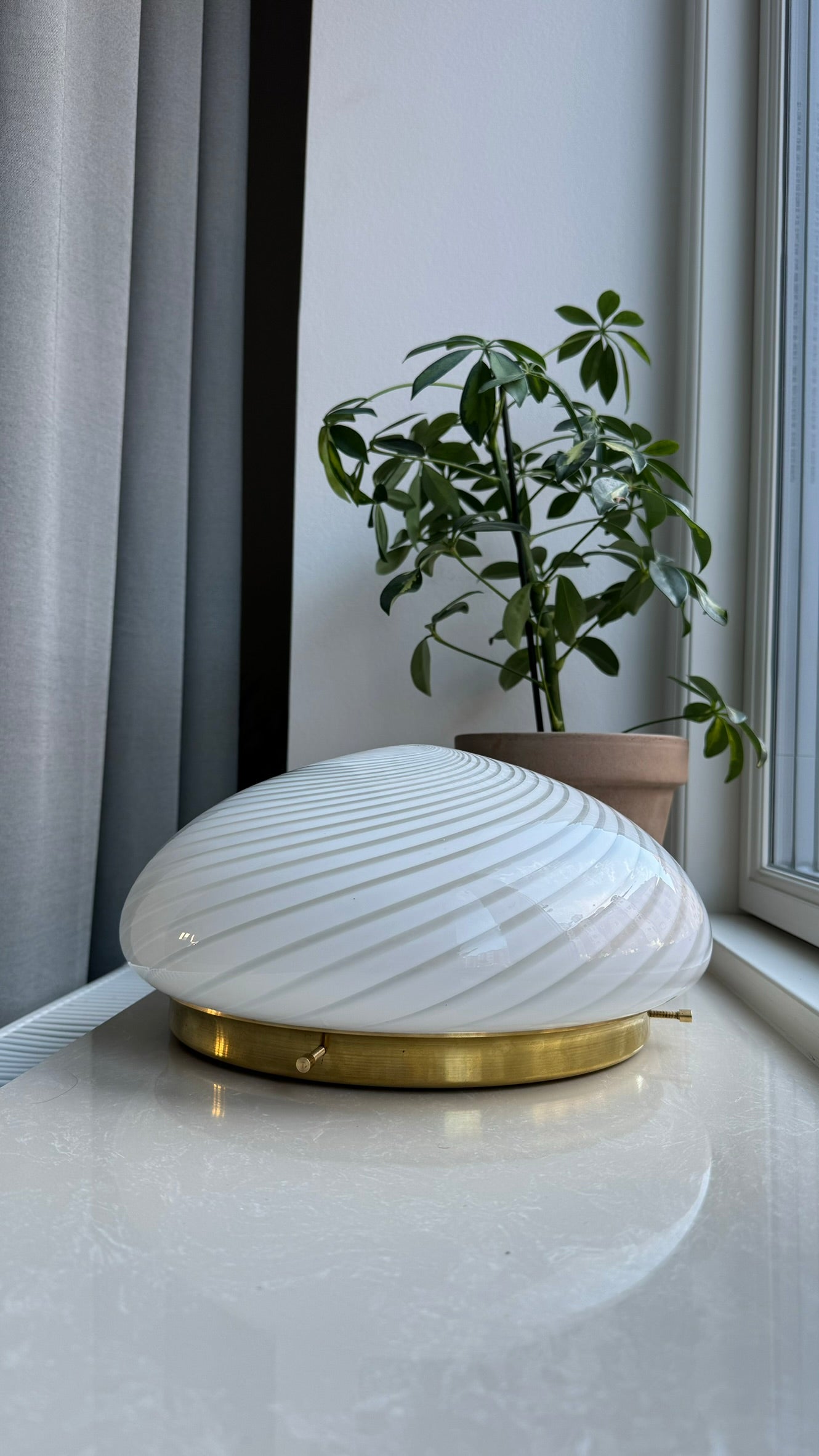 Murano plafond i klassisk hvid swirl, 30 cm