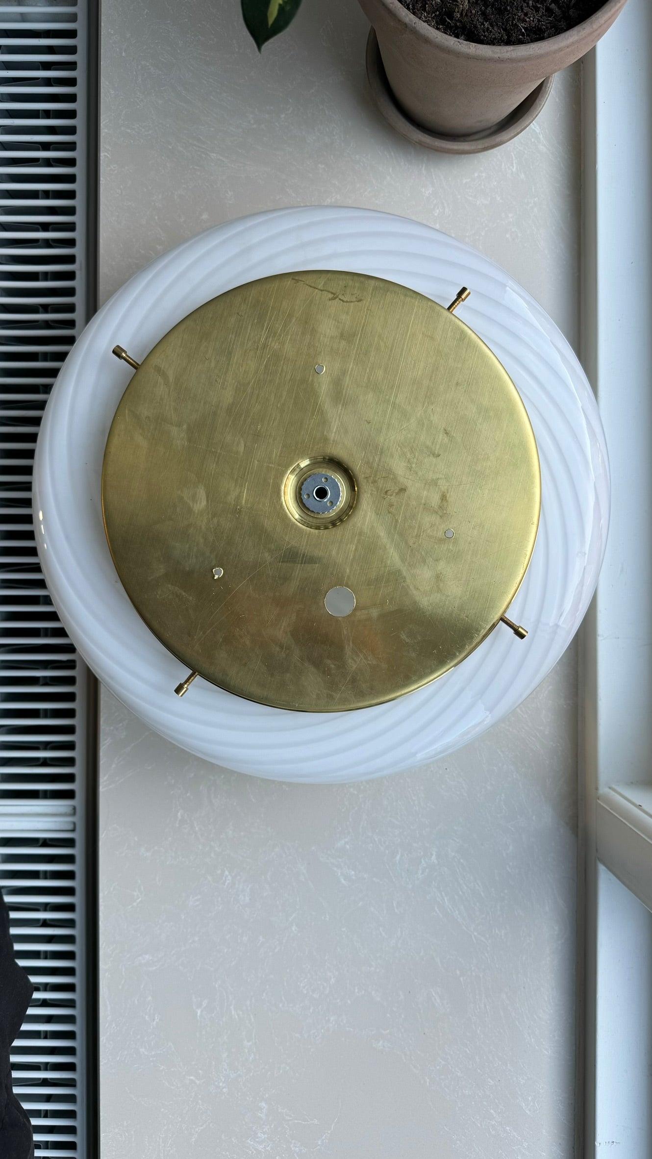 Murano plafond i klassisk hvid swirl, 35 cm