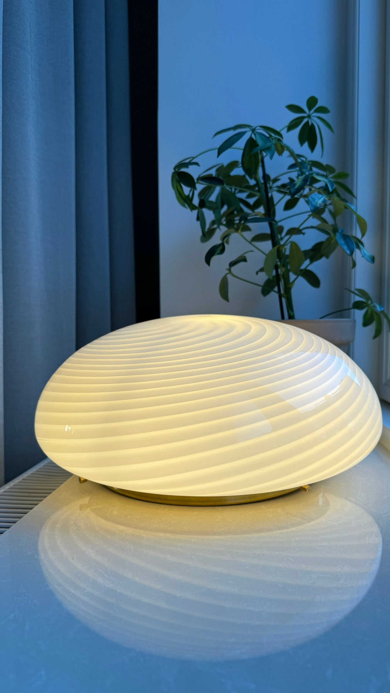 Murano plafond i klassisk hvid swirl, 35 cm