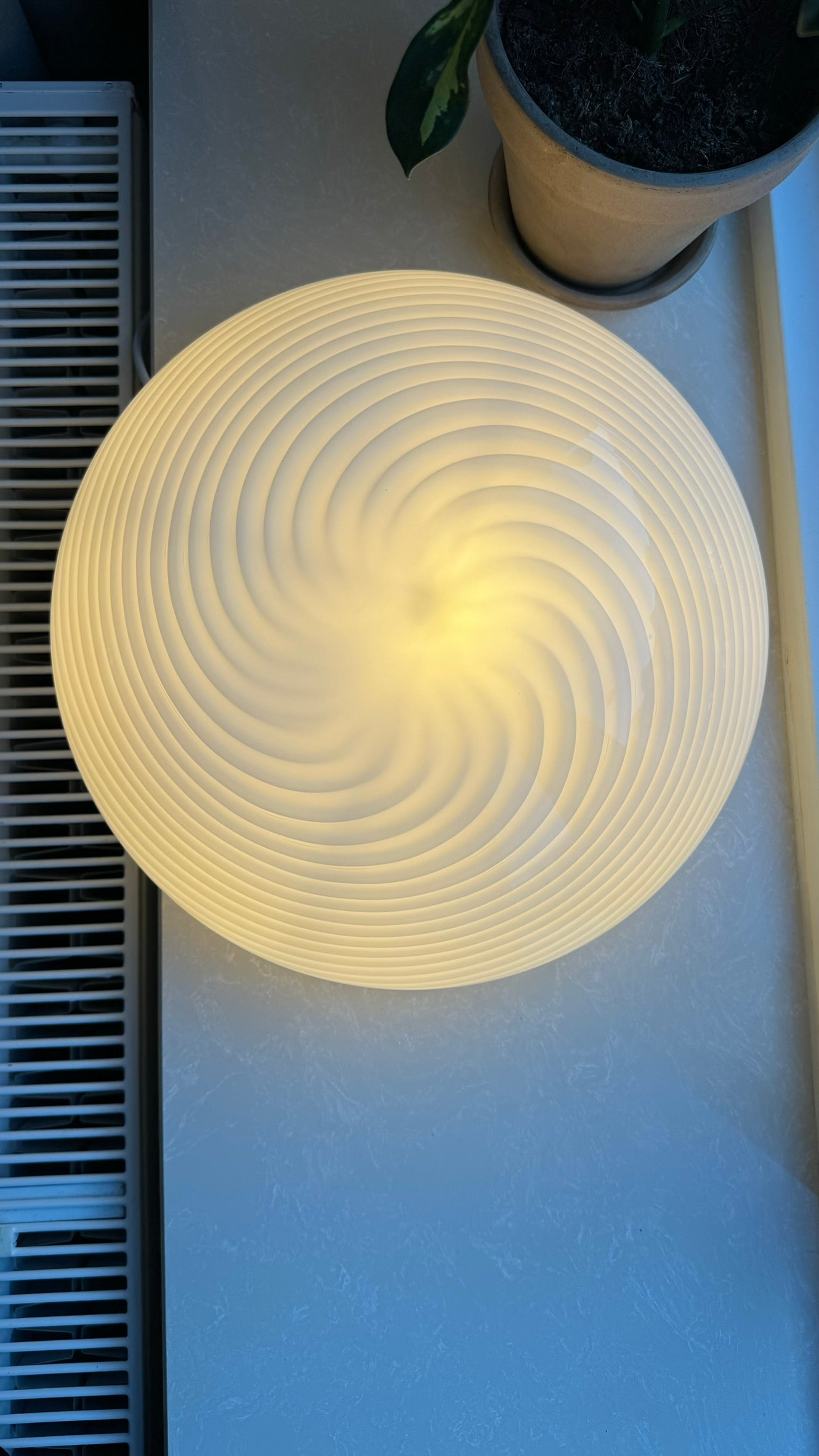 Murano plafond i klassisk hvid swirl, 35 cm