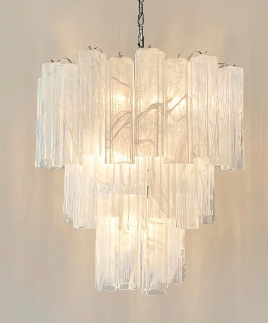Murano chandelier | Tuber | 48 glasses | White alabaster glass