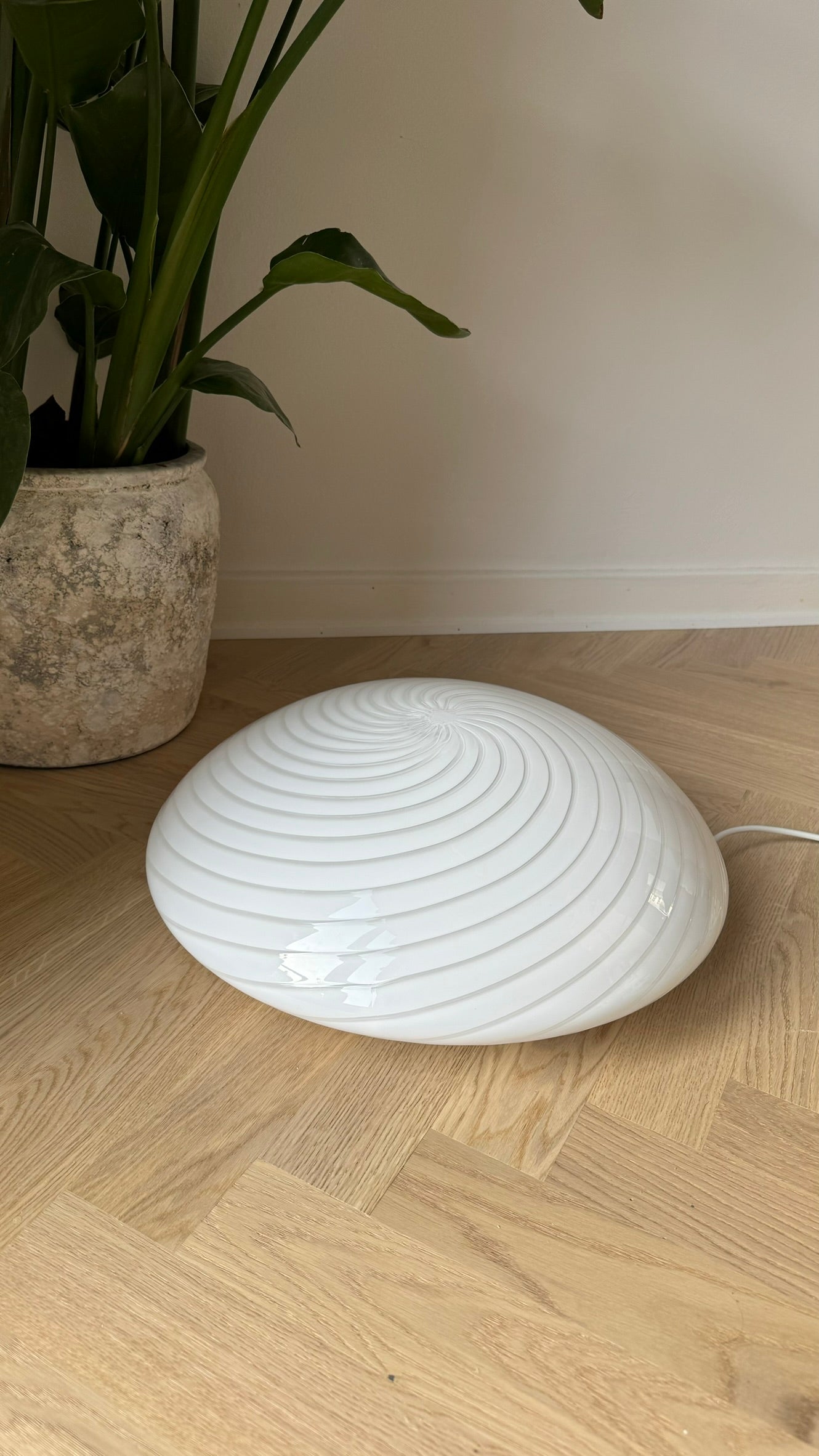 Hvid vintage Murano plafond lampe, 43 cm