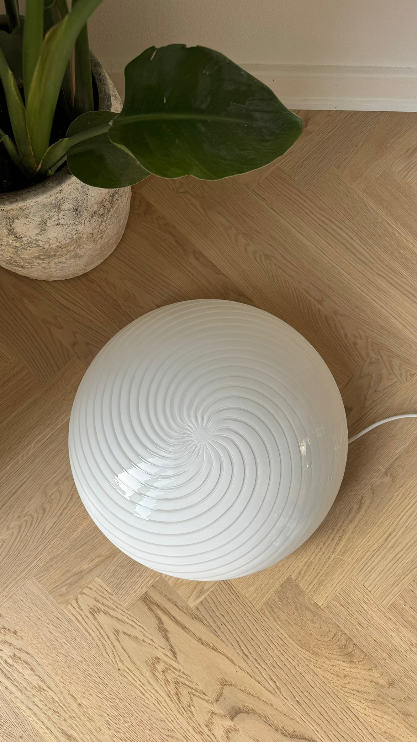 Hvid vintage Murano plafond lampe, 43 cm