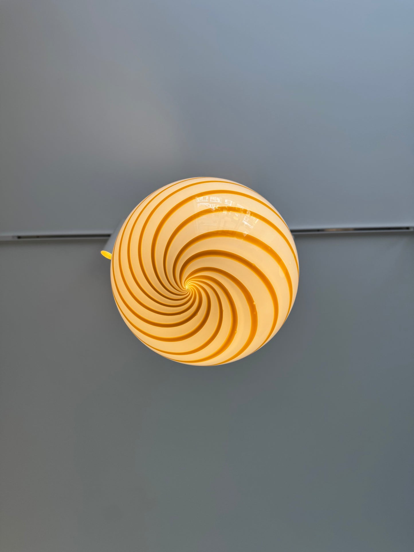 Gul solero swirl candy Murano pendel, 30 cm
