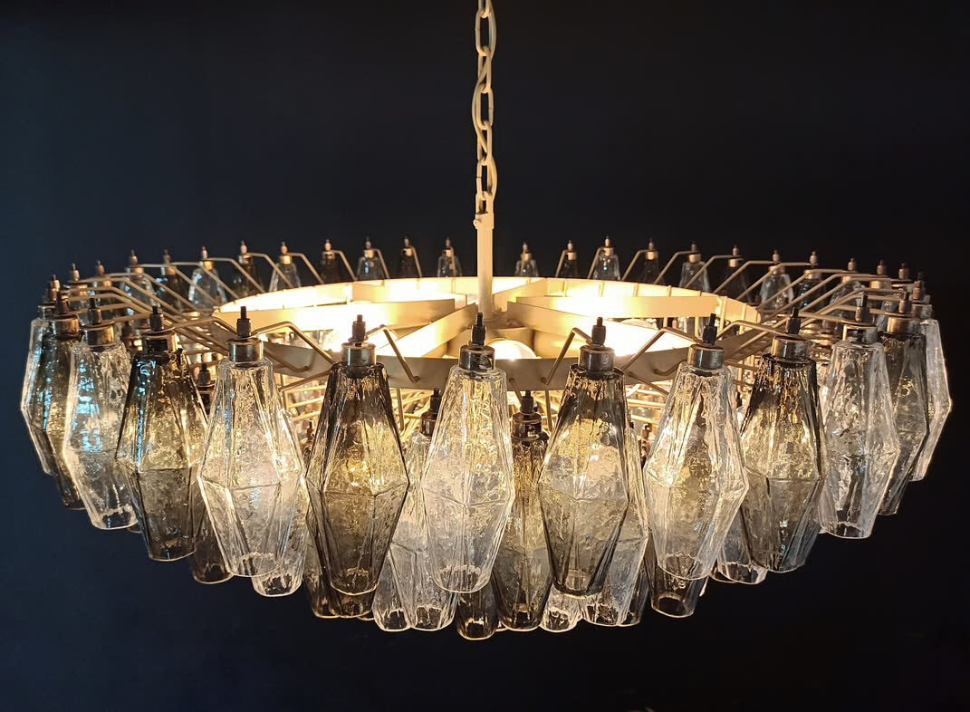 Murano lysekrone | Poliedri | 185 glas | Klar/smoked