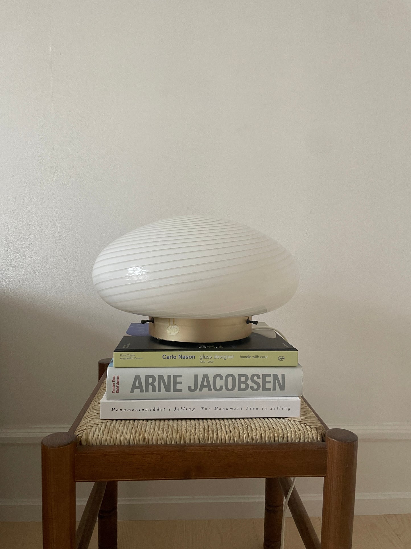 Vintage Murano plafond med hvid klassisk swirl, 38 cm