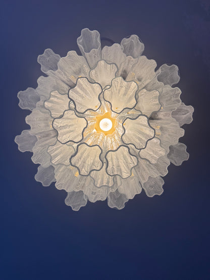 Murano lysekrone | Tuber | 36 glas | Hvid alabaster