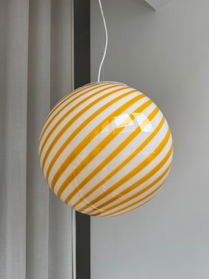 Stor Murano candy pendel i gul swirl, 40 cm