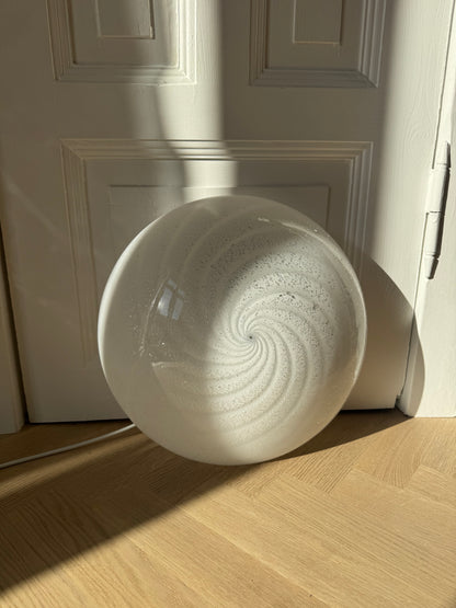 White vintage Murano ceiling lamp with silver dust, 37 cm