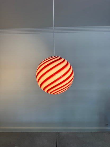 Cherry swirl candy Murano pendant lamp, 30 cm