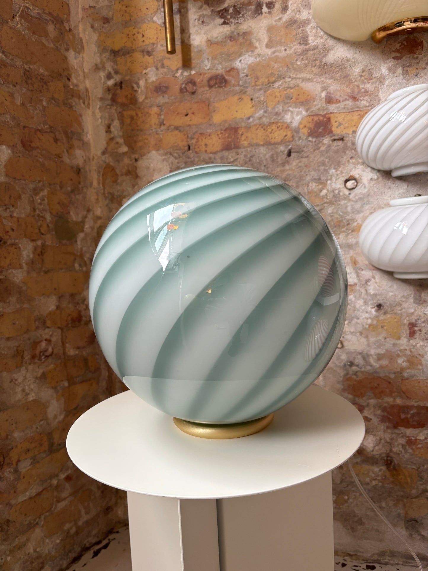 Mørkegrøn murano bordlampe, 30 cm