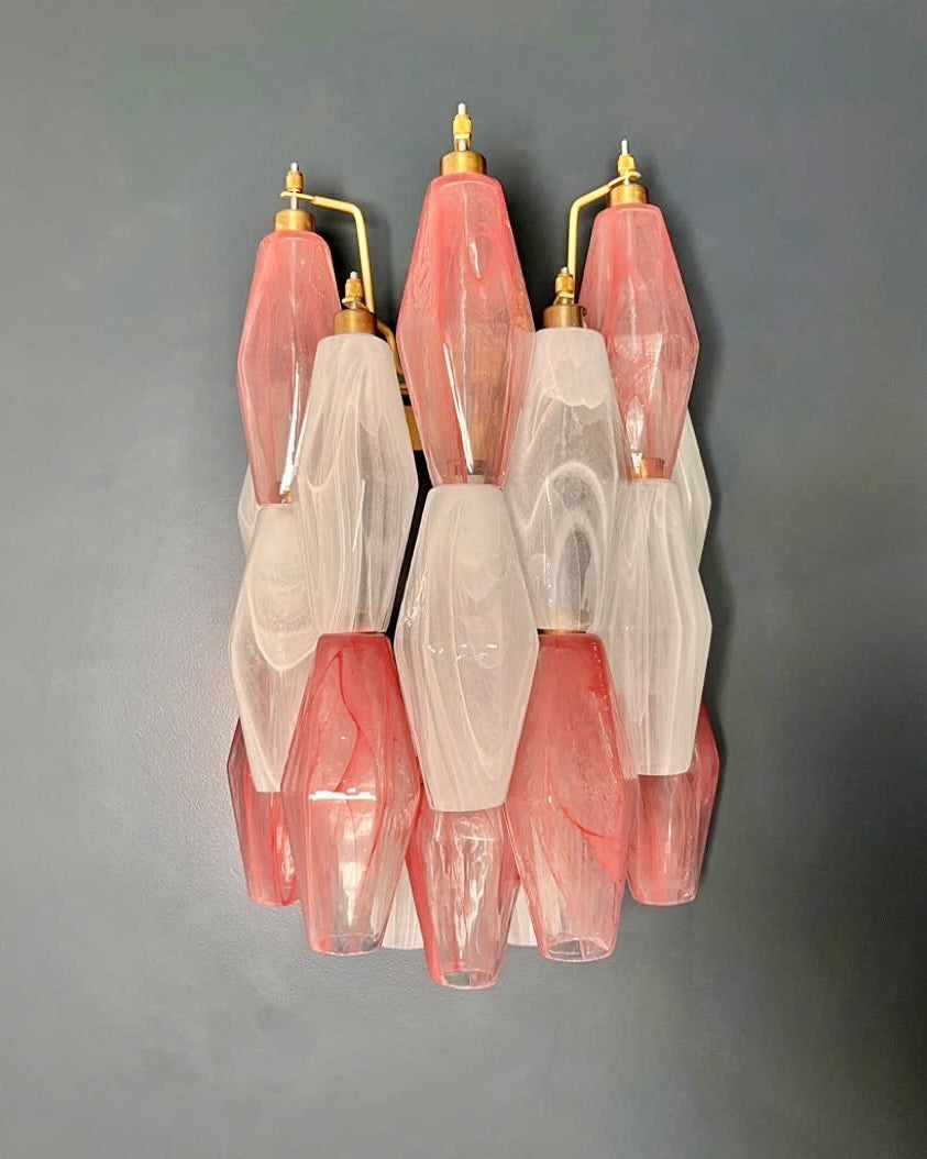 Murano wall lamp | Poliedri | White/pink alabaster
