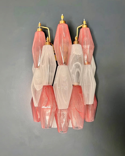 Murano væglampe | Poliedri | Hvid/pink alabaster